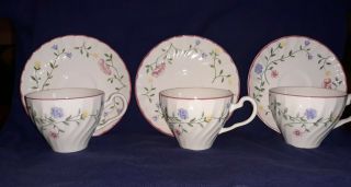 Johnson Brothers Summer Chintz.  Set Of 3 Teacups And Saucers.  Made In England.