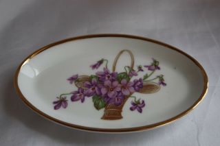 Gerold Porzellan Bavaria West Germany Purple Violet Trinket Dish
