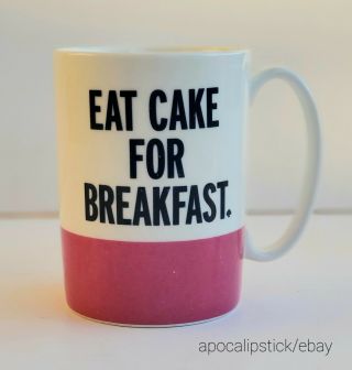 Kate Spade Lenox “eat Cake For Breakfast” Mug Hot Pink White Cup