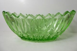 Vintage Large Green Pressed Glass Bowl Art Deco Depression