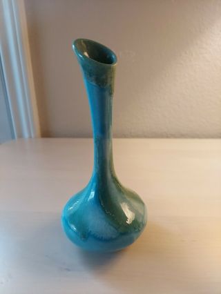 Vintage Van Briggle Art Pottery Small Bud Vase,  Multi - Colored Blue Glaze