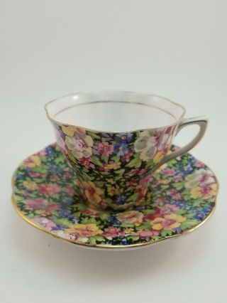 Vintage Rosina Bone China Teacup And Saucer Floral Pattern