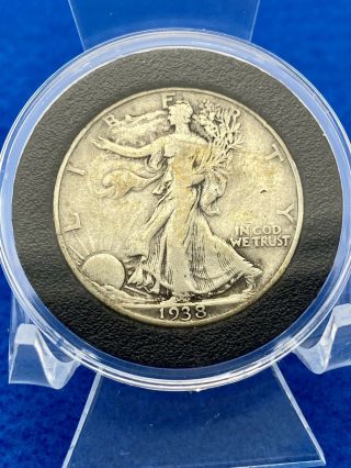 Key Date 1938 D F/vf Silver Walking Liberty Half Dollar Not A Franklin