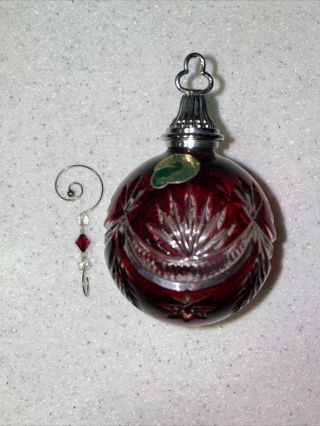 Waterford 2005 Ruby Red Cut To Clear Crystal Winter Wonderland Ball Ornament