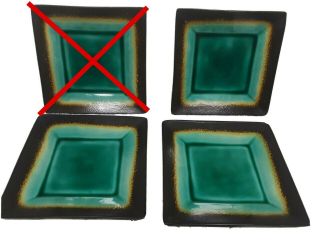 Better Homes & Garden Jade Green Black Square Stoneware Salad Plates Set (each)