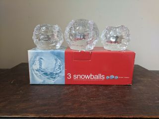 Kosta Boda Art Glass Snowball Votive Tealight Candle Holders Ann Warff Set 3