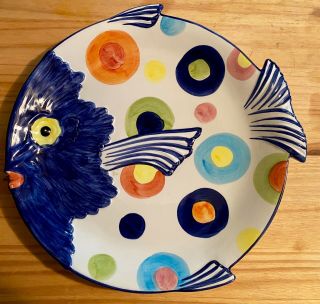 Zanolli Fish Platter Made In Italy,  Hand Painted Designs