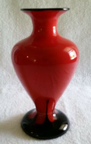 Czechoslovakia Glass Art Deco Tango Deep Red/black Vase Stunning