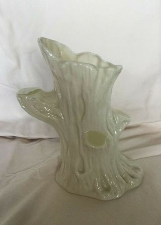 Vintage Belleek Pottery Porcelain Ivory Color Tree Trunk Vase - Ireland