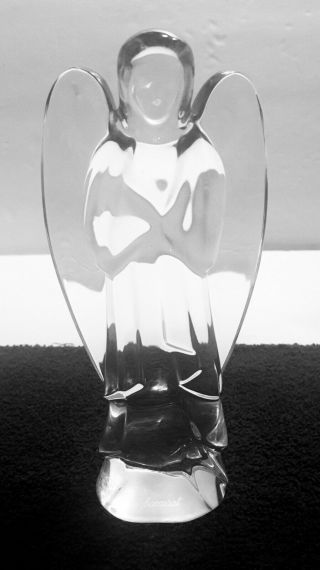Baccarat Crystal Angel Crossed Arms Figurine France (signed Bottom Front)