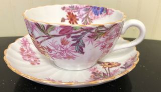 Spode Copeland Chelsea Garden China Cup And Saucer Mustard Rim