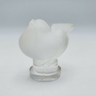 Lalique France Crystal Sparrow Bird Figurine Paperweight Signed Head Up