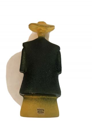 Kosta Boda Catwalk Man In Green Poncho Sculpture Art Glass Figurine Kjell Engman
