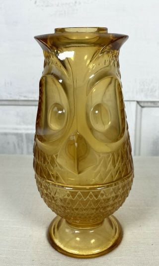 Vintage Viking Amber Glass Owl Fairy Lamp Fall Candle Holder