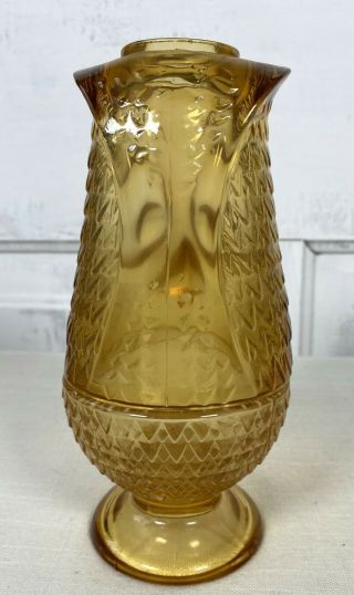 VINTAGE VIKING AMBER GLASS OWL FAIRY LAMP FALL CANDLE HOLDER 3