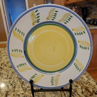 Williams Sonoma Italy Tournesol Dinner Luncheon Salad Plate 9.  5 Inch Yellow Blue