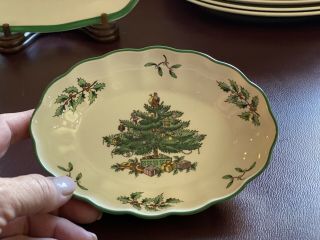 Spode England Christmas Tree Nut Bowl Oval Fluted Dish Small 5.  5 