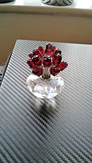 Swarovski Vase Of 15 Red Roses 3 Inches Tall Retired No Box Vgc