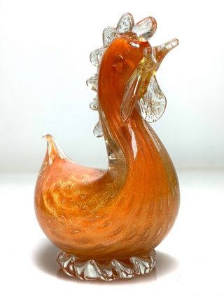 50s 60s Vtg Murano Barovier Bird Rooster Mid Century Modern Art Glass Aventurine