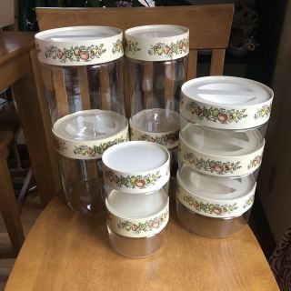 Vintage Pyrex See N Store Spice Of Life Canisters Stackable Set Of 9 Mcm