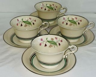 4 Syracuse China Old Ivory Coralbel Flowers Cups & Saucers