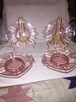 Vintage Pink Depression Glass - 4 Add.  Plates And 2 Large Plates