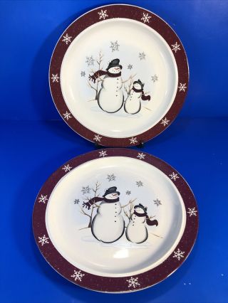 Set Of 2 Royal Seasons Stoneware 10.  5 " Dinner Plates Christmas Holiday 002