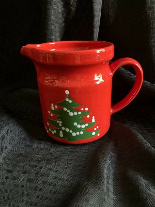 Waechtersbach Christmas Tree 32oz Red Pitcher Water Germany Vintage 5 3/4 " High