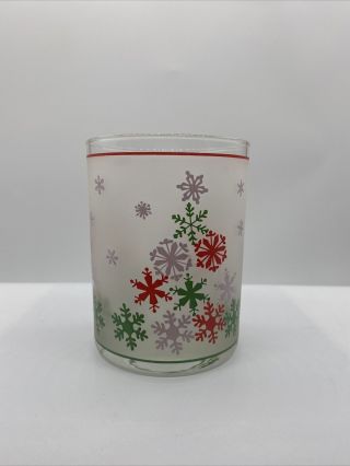 Vintage Culver Set Of 4 Dof Glasses 14oz Frosted Christmas Snowflakes Nib