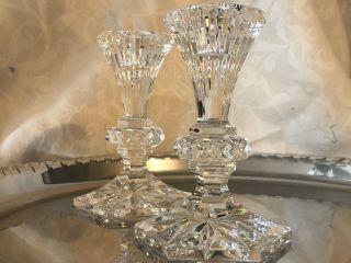 Brilliant Vintage Waterford Crystal Chatham Retired Candlesticks,  Starburst Cut