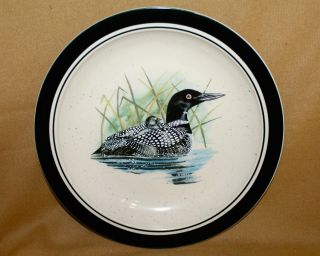 Folk Craft Stoneware Loon Lake By Scotty Z 11 " Dinner Plate