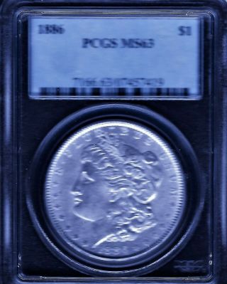 Year Was $59.  95 Now $50.  95 1886 Morgan Silver Dollar Pcgs Ms - 63