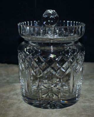 Magnificent Lg.  Waterford Cut Crystal Biscuit Barrel Cookie Jar W/cover - Lismore