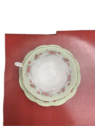 Royal Albert Bone China England Symphony Series Green Floral Tea Cup And Saucer