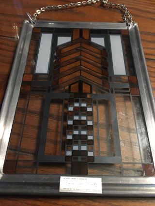 Certified Frank Lloyd Wright Foundation Stained Glass Panel Suncatcher 8 X 6