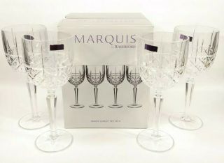 Marquis By Waterford Brady Goblets Wine Water Crystal Cups Set Of Four Nwt $100