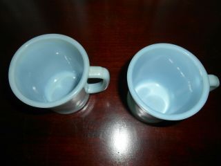 2 Vintage Fire King Turquoise D Handled Mugs by Anchor Hocking 3