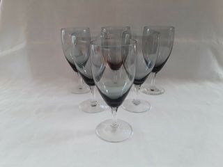 Fostoria Debutante Gray Crystal Stemware 6 5/8 " Water Glasses Set Of 6