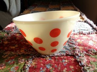 Vintage Anchor Hocking Fire King 9 1/2 " Red Dot Mixing Bowl