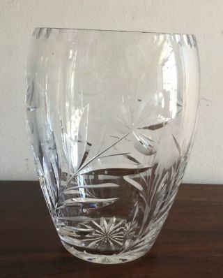 Magnificent Vintage Solid Crystal Glass Vase Flower Design