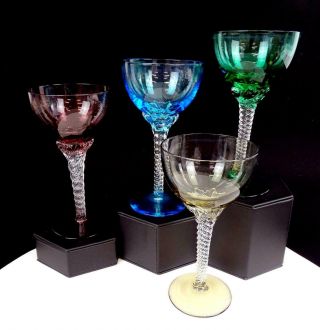 Elegant Glass Vintage Multi - Color Clear Twist Stem 4 Piece 5 7/8 " Wine Glasses