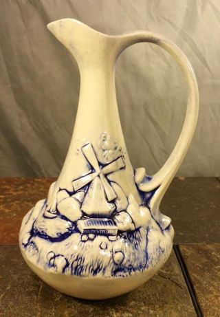 Windmill Farm Handmade Studio Pottery Glazed Ceramic Pitcher Ewer Vase Signed