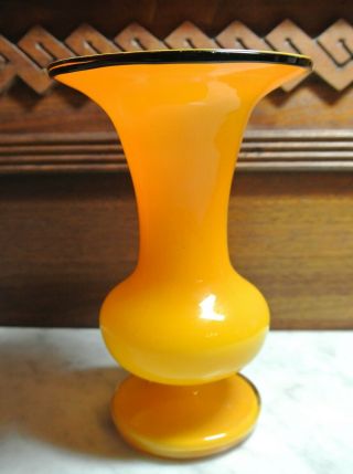 Vintage Yellow Black Rim Czech Art Deco Welz Tango Glass Vase