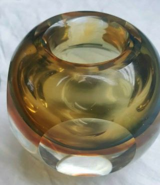Vintage Mid Century Murano Sommerso Faceted Geode Vase