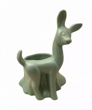 Haeger Deer Vintage Art Pottery Figural Planter Green Matte Finish Retro