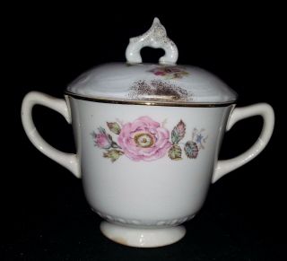 Homer Laughlin " Queen Esther " Sugar Bowl With (incorrect) Lid - 3 1/4 " Tall