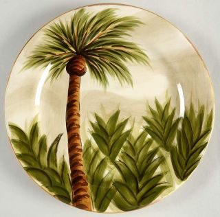 Tabletops Lifestyles Kona Palm Tree Dinner Plate (s) 11 1/2 " Hand Painted