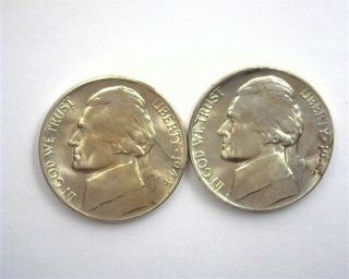 1944 - D & 1944 - P Silver Jefferson 5 Cent Clamshell Errors Both Bu