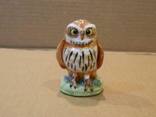 Basil Matthews Studios England Hand Painted Ceramic Owl Figurine Vintage