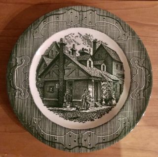 Vintage Royal China Usa The Old Curiosity Shop Green Dinner Plate 10”